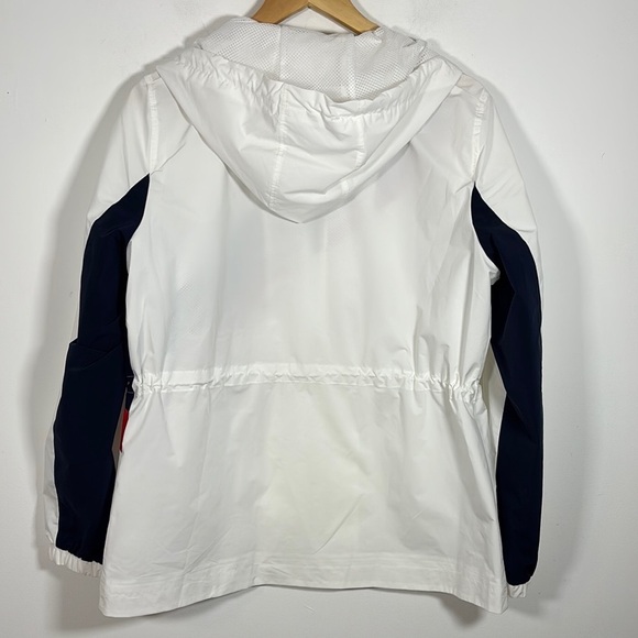 Tommy Hilfiger Utility Jacket White Red Hooded Large Windbreaker Nautical Preppy - Picture 5 of 8